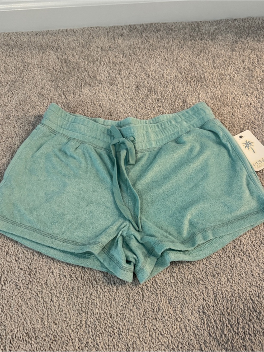PJ Salvage Teal Terry Drawstring Lounge Shorts